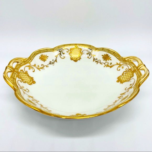 Nippon Dining Antique Nippon Bowl With Handles Hand Painted Gold